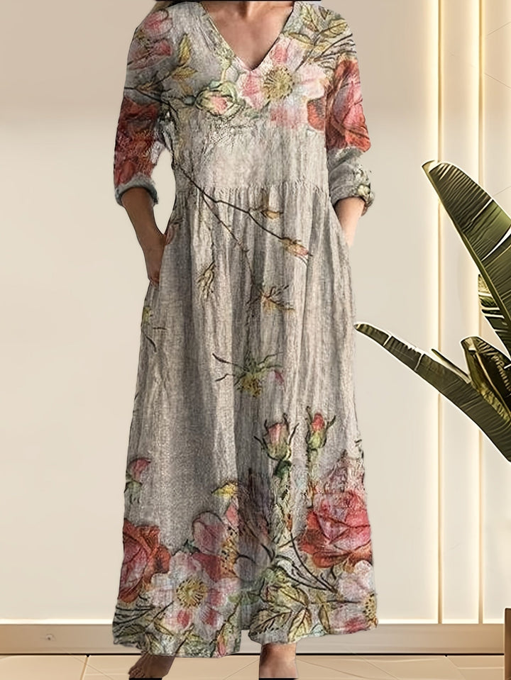 Marlie - Floral V-neck Midi Dress
