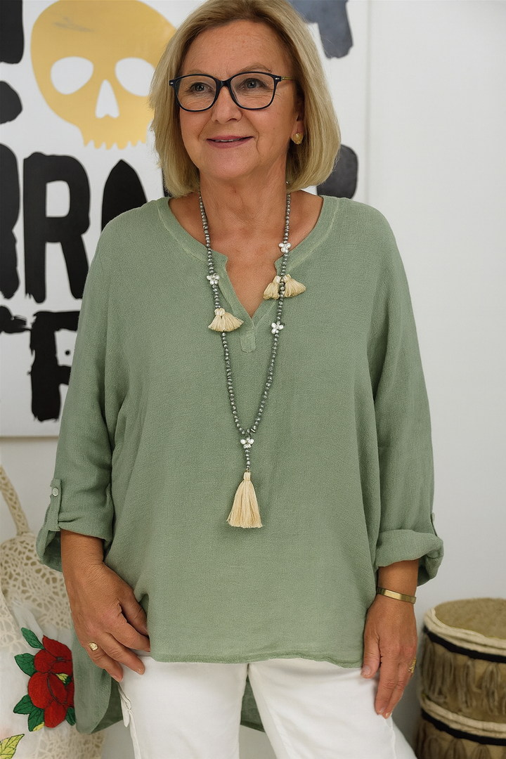 Jade | Effortless Linen V-Neck Top