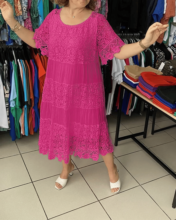 Helen™ | Lace Panel Midi Dress