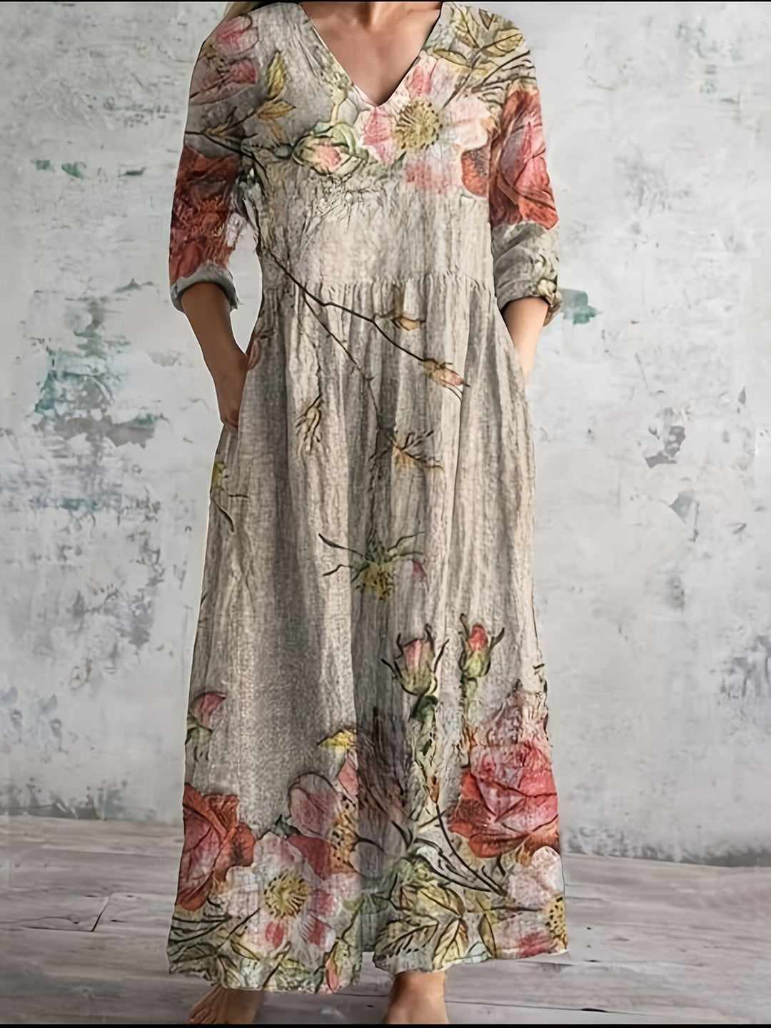 Marlie - Floral V-neck Midi Dress