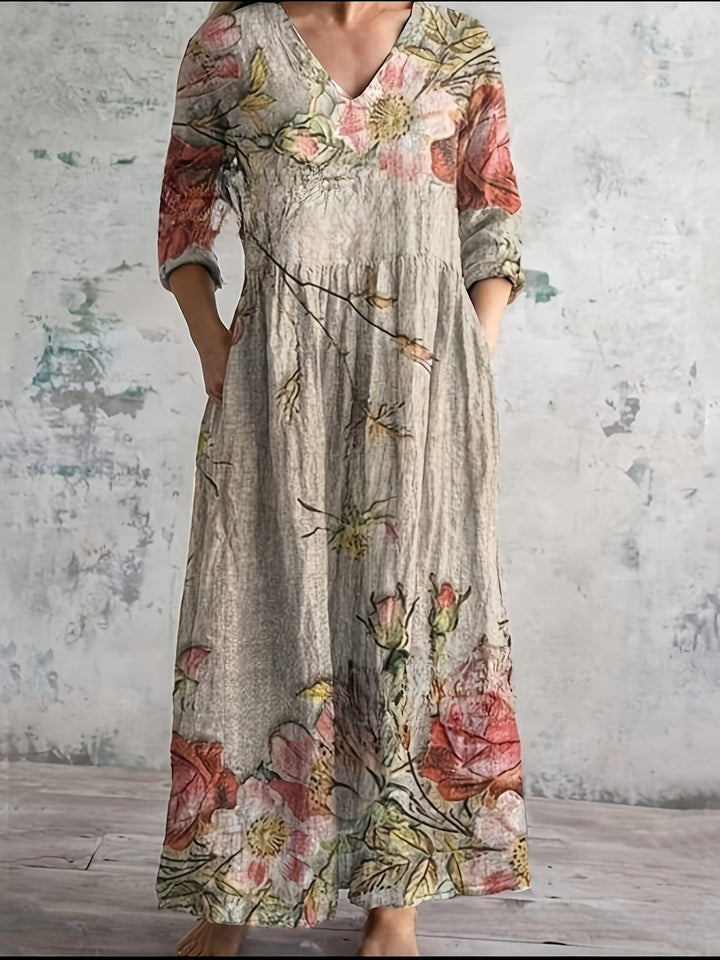 Marlie - Floral V-neck Midi Dress