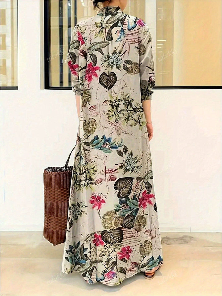 Stasia – Elegant Floral Shirt Dress with Pockets