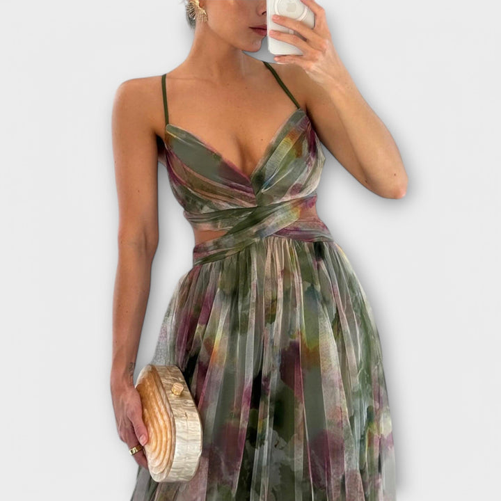 Annai | Mesh Printed Maxi Dress