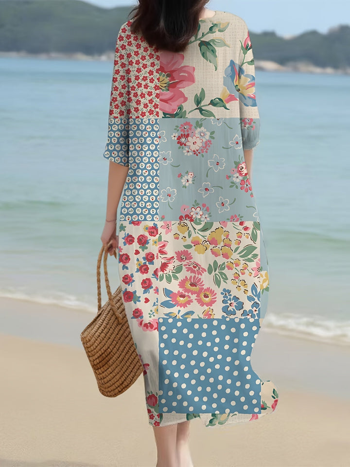 Suzie – Patchwork Print Long-Sleeve Dress
