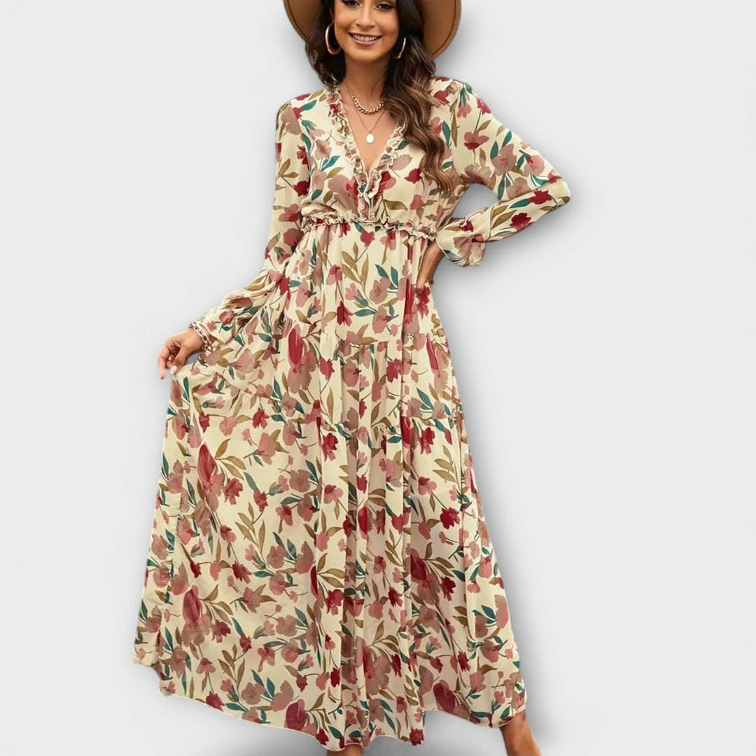 Helen | Long Sleeve V-Neck Maxi Dress