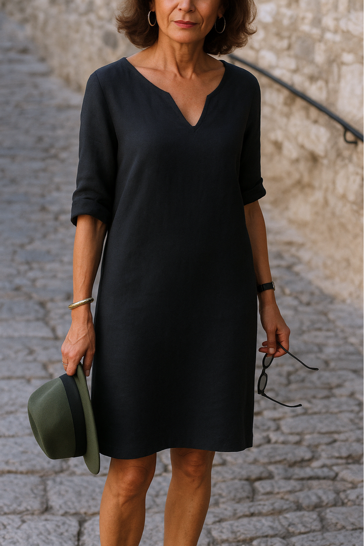 Laura™ | Classic V-Neck Shift Dress