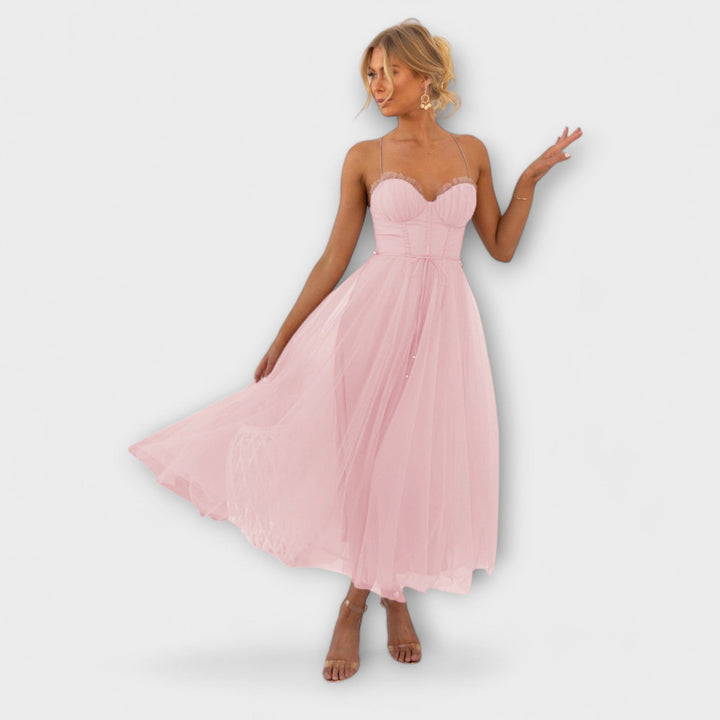 Modern princess chiffon dress with straps for parties