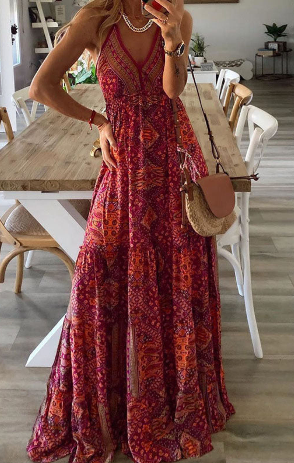 Ariel - Long Bohemian Dress with Thin Straps