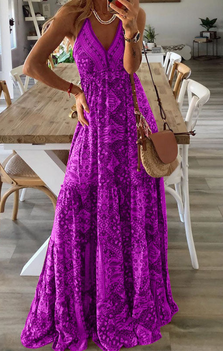 Ariel - Long Bohemian Dress with Thin Straps