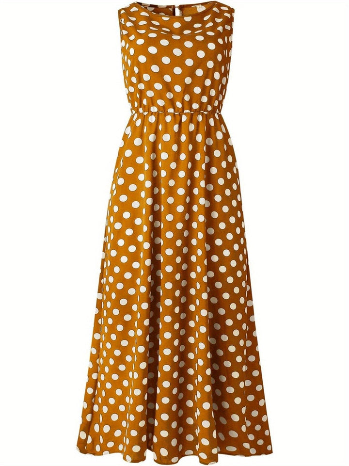 Brigitte – Sleeveless Boho Polka Dot Dress