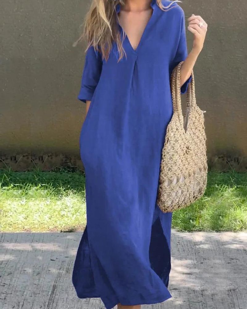 SIMBA - LINEN DRESS WITH POCKETS