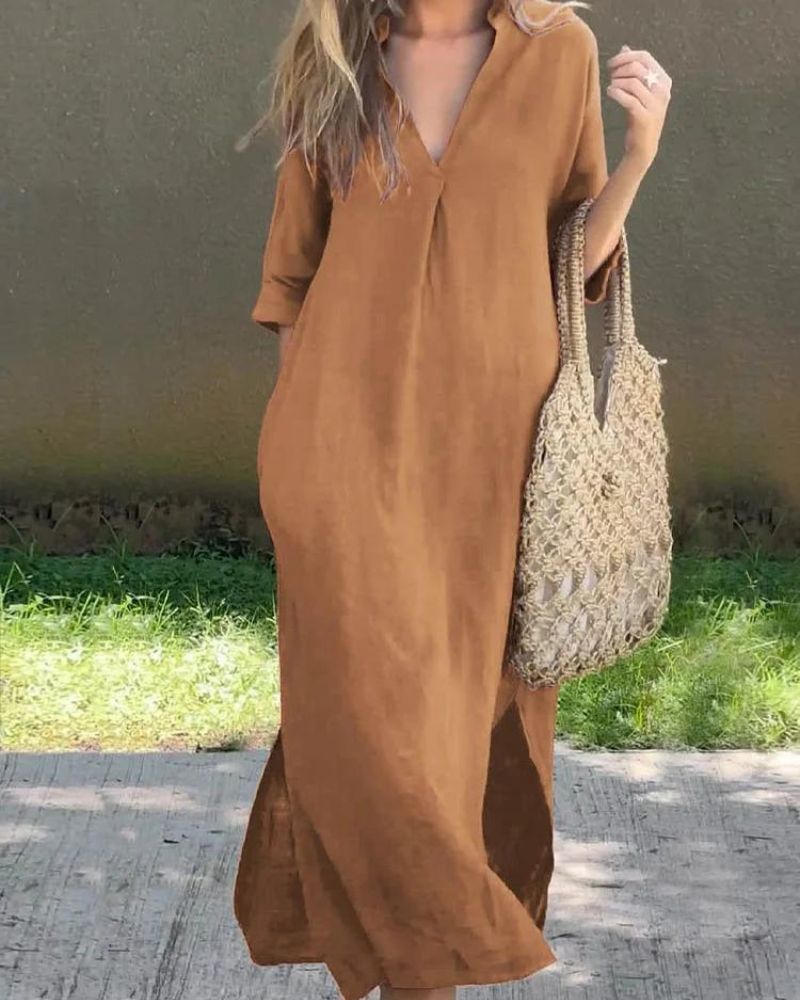 SIMBA - LINEN DRESS WITH POCKETS