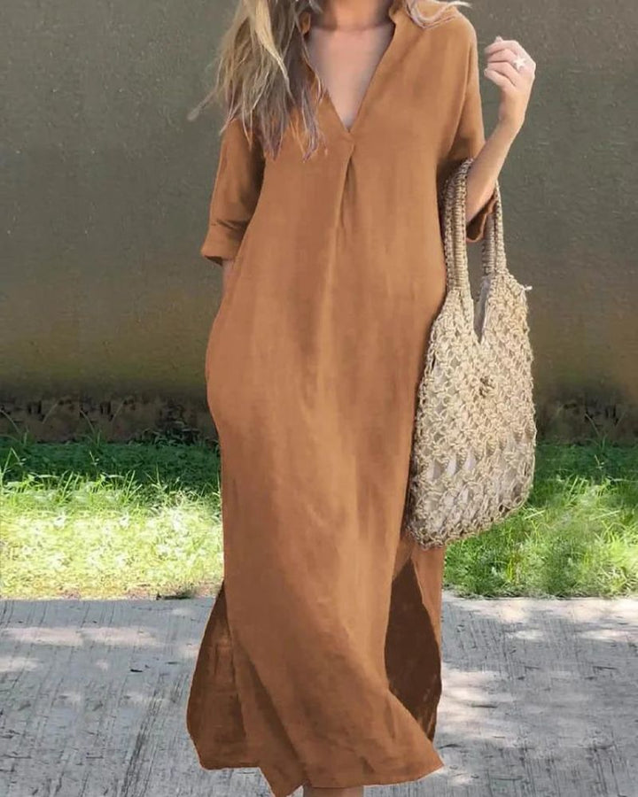 SIMBA - LINEN DRESS WITH POCKETS