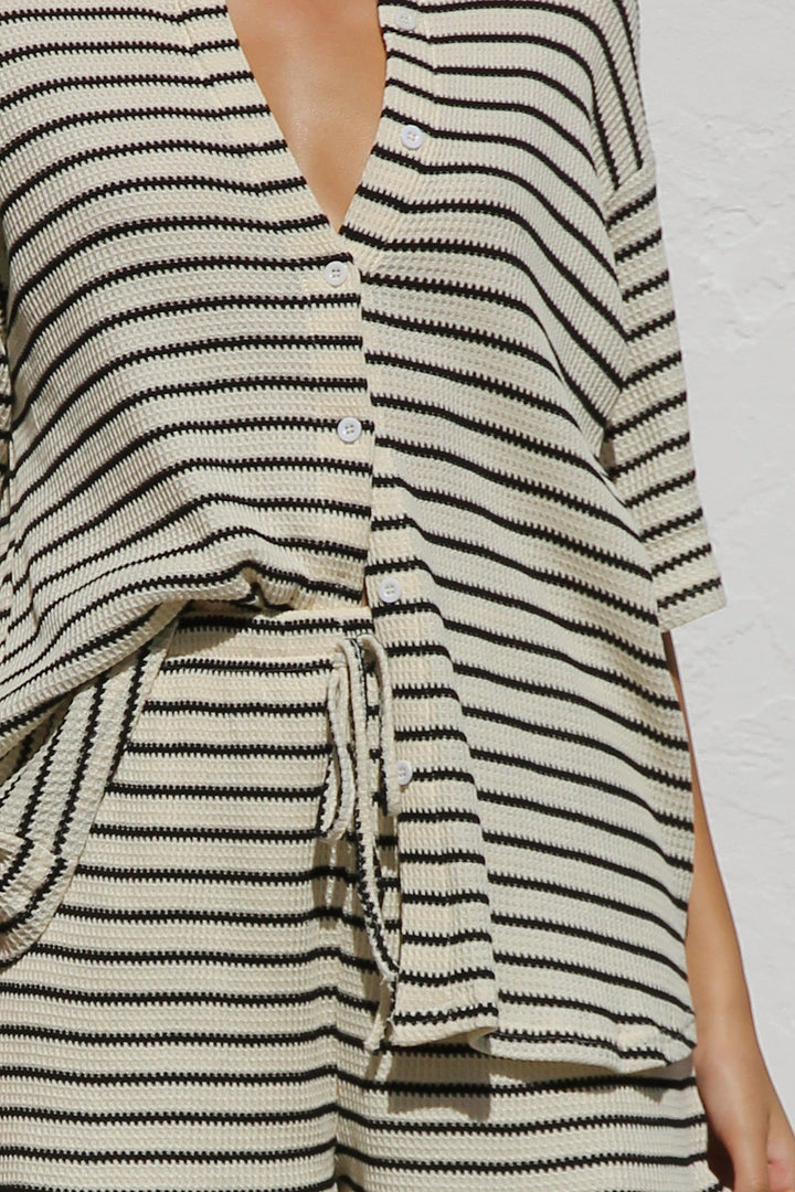 Serena - Stripe Semi-sheer Blouse Set