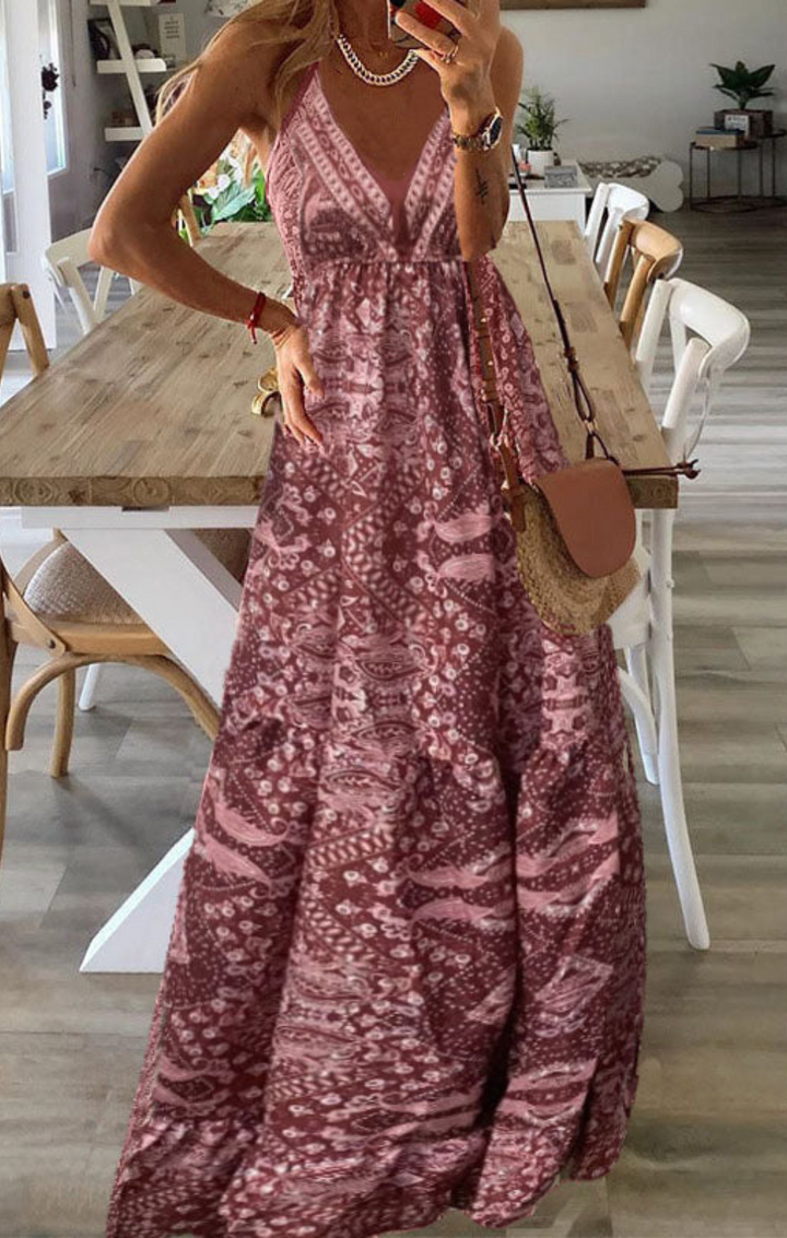 Ariel - Long Bohemian Dress with Thin Straps