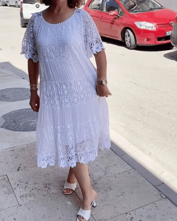Helen™ | Lace Panel Midi Dress