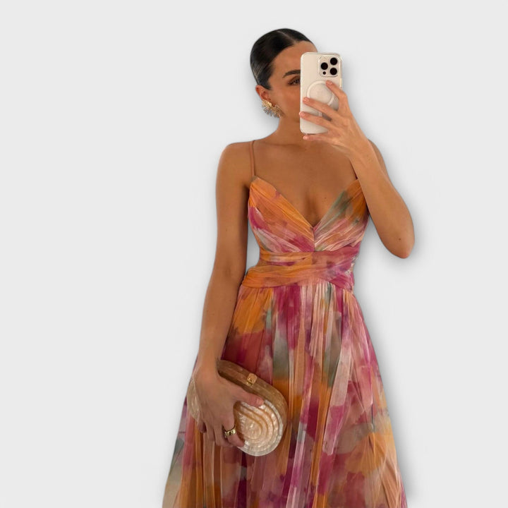 Annai | Mesh Printed Maxi Dress