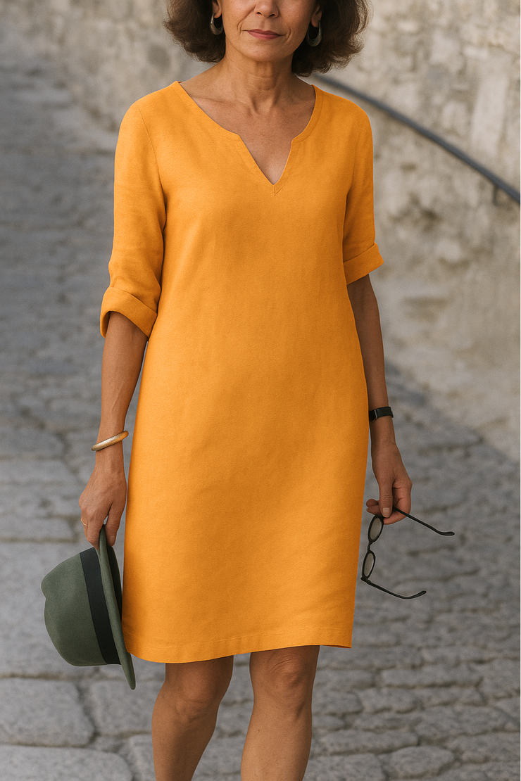 Laura™ | Classic V-Neck Shift Dress