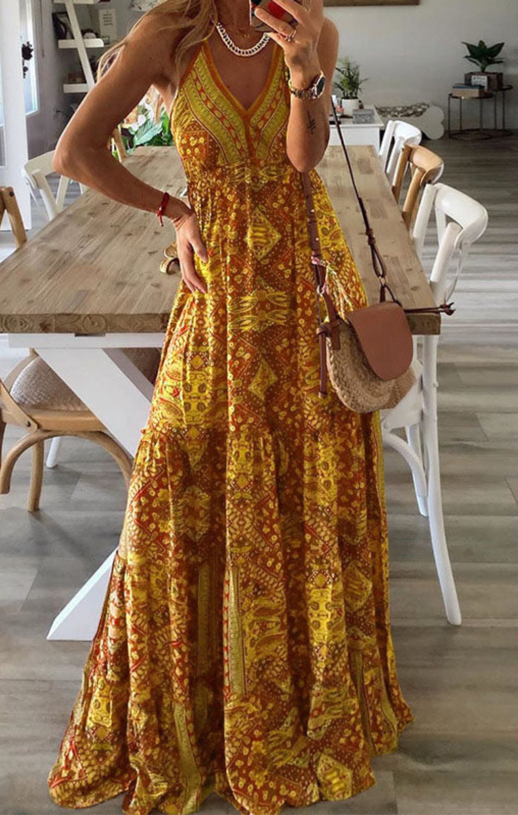 Ariel - Long Bohemian Dress with Thin Straps