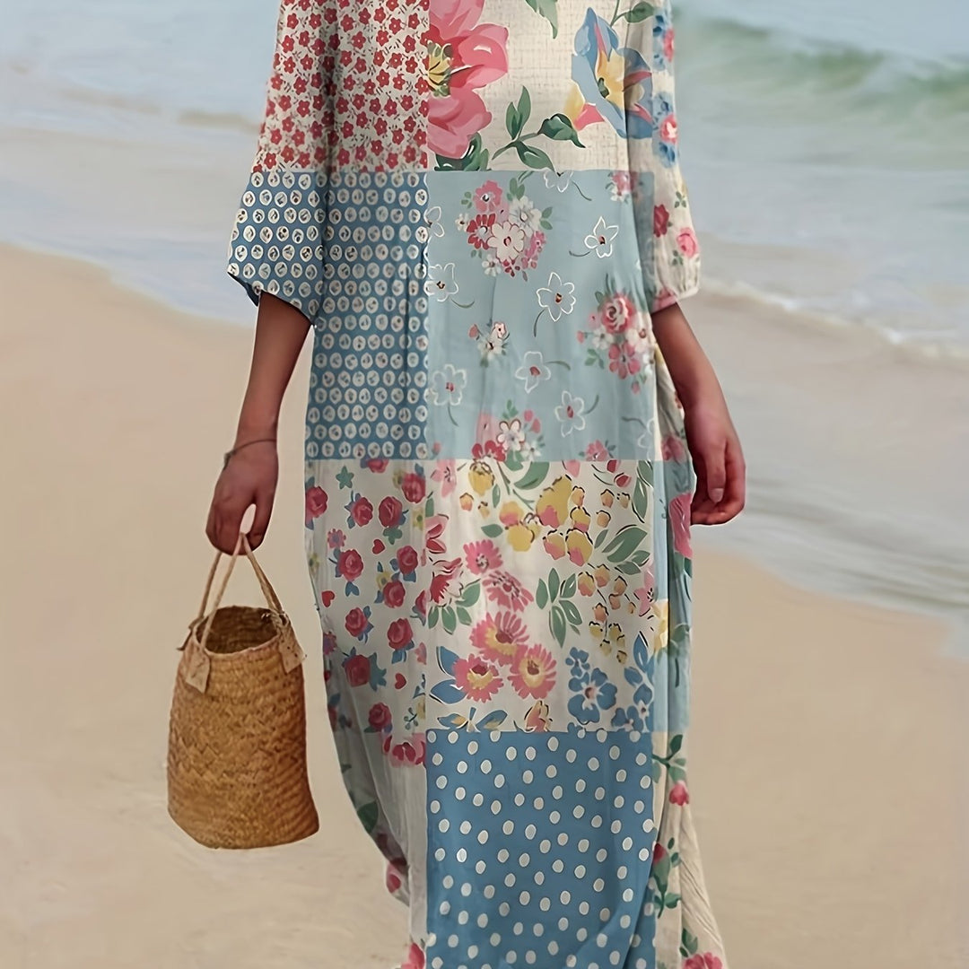Suzie – Patchwork Print Long-Sleeve Dress