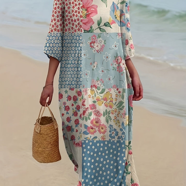 Suzie – Patchwork Print Long-Sleeve Dress