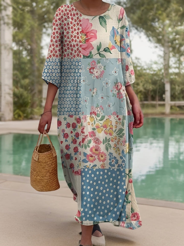 Suzie – Patchwork Print Long-Sleeve Dress