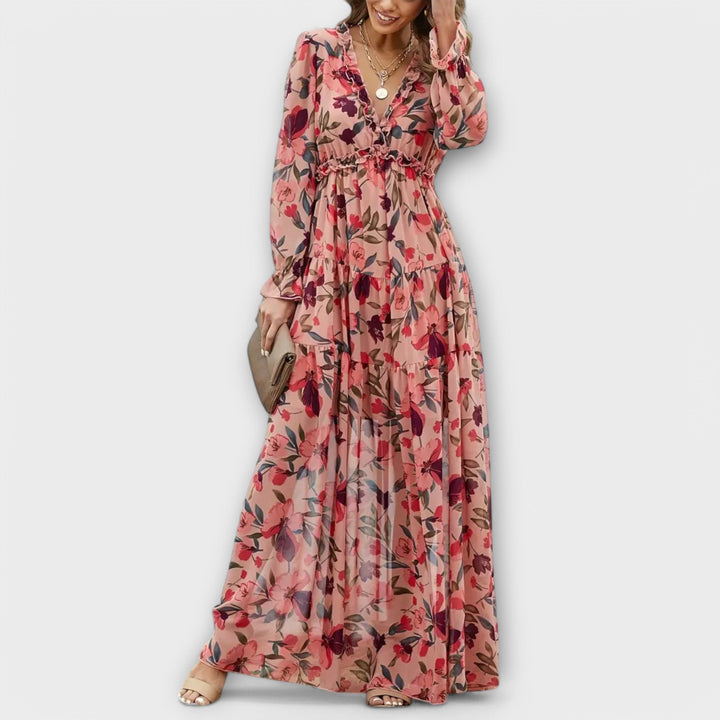 Helen | Long Sleeve V-Neck Maxi Dress