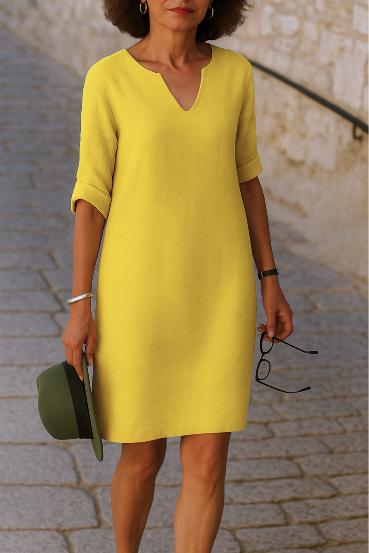 Laura™ | Classic V-Neck Shift Dress