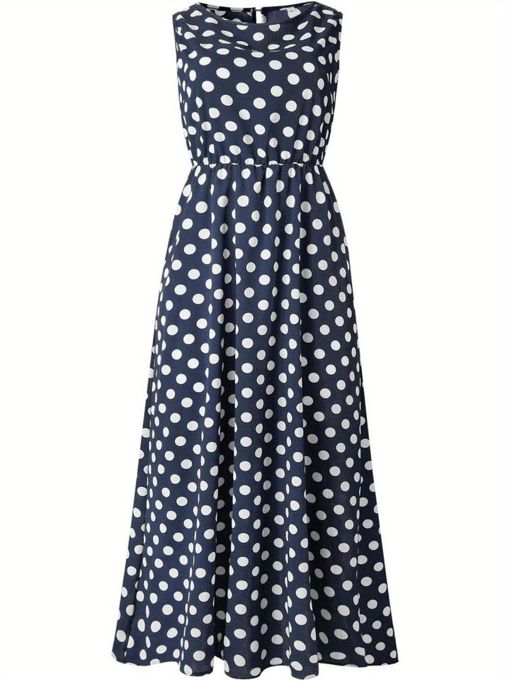 Brigitte – Sleeveless Boho Polka Dot Dress