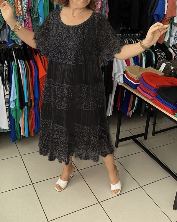 Helen™ | Lace Panel Midi Dress