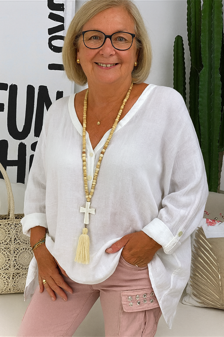 Jade | Effortless Linen V-Neck Top