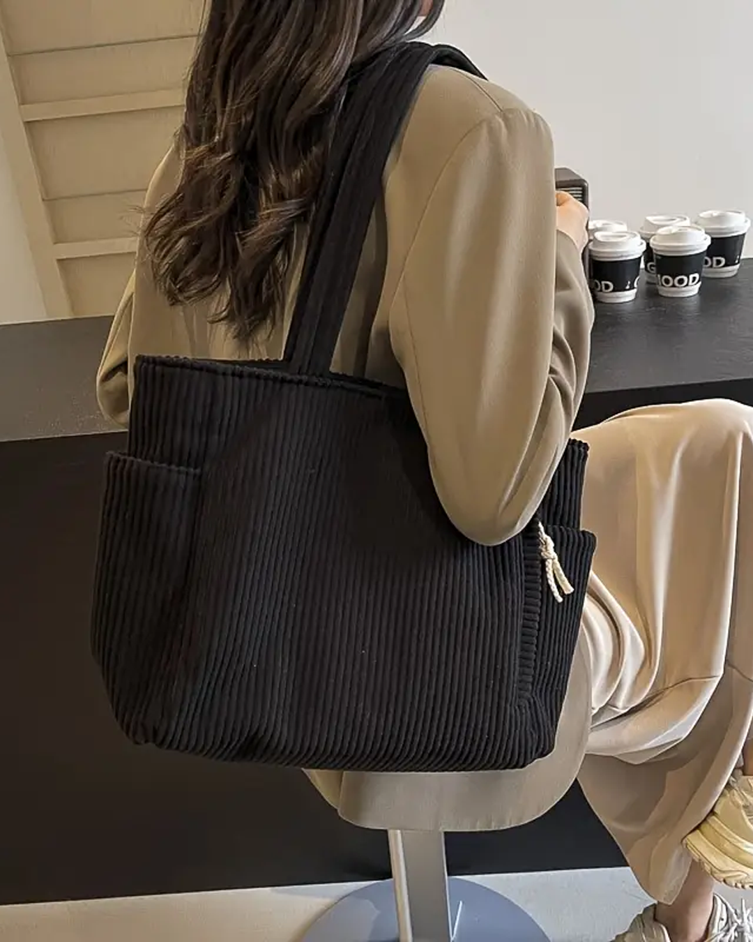 Tilda™ – Ribbed Tote Bag with Cord Detail