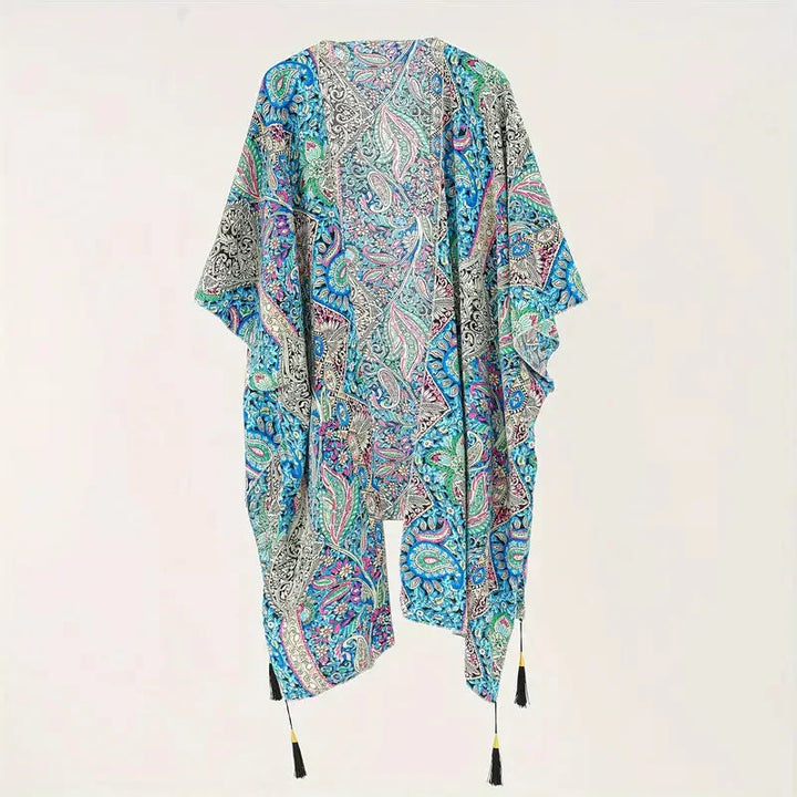 Kimono, Paisley Print, Open Front, Bikini Cover Up, Beach Kimono