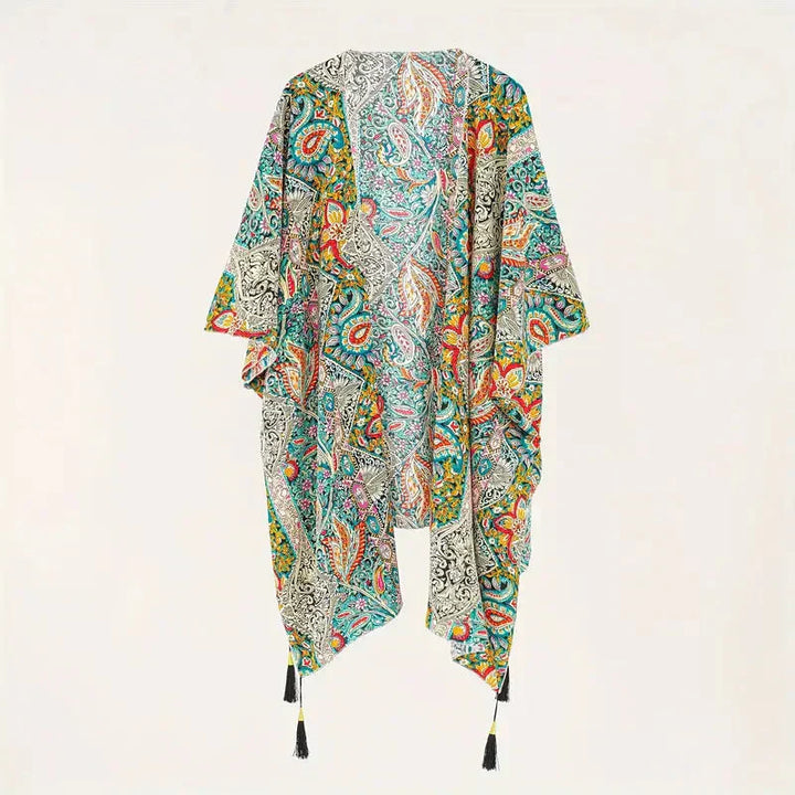 Kimono, Paisley Print, Open Front, Bikini Cover Up, Beach Kimono