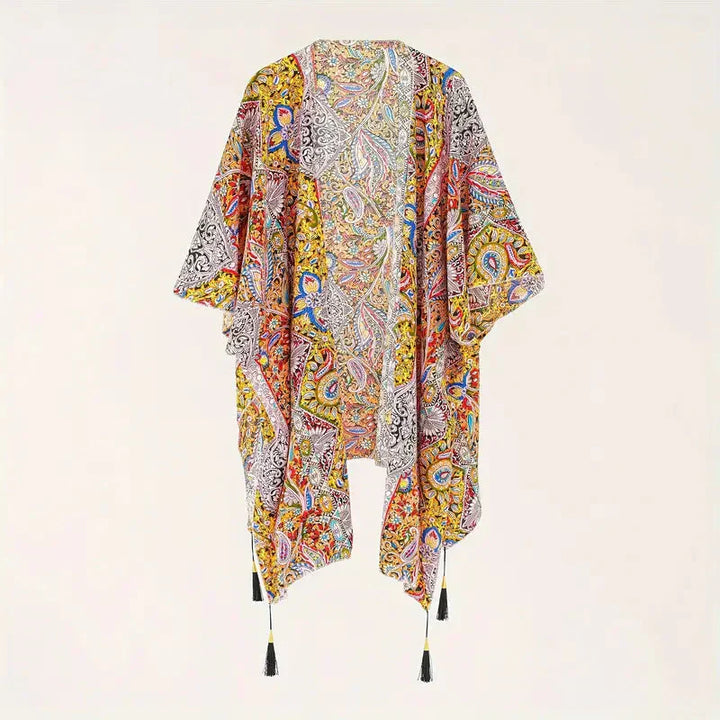 Kimono, Paisley Print, Open Front, Bikini Cover Up, Beach Kimono