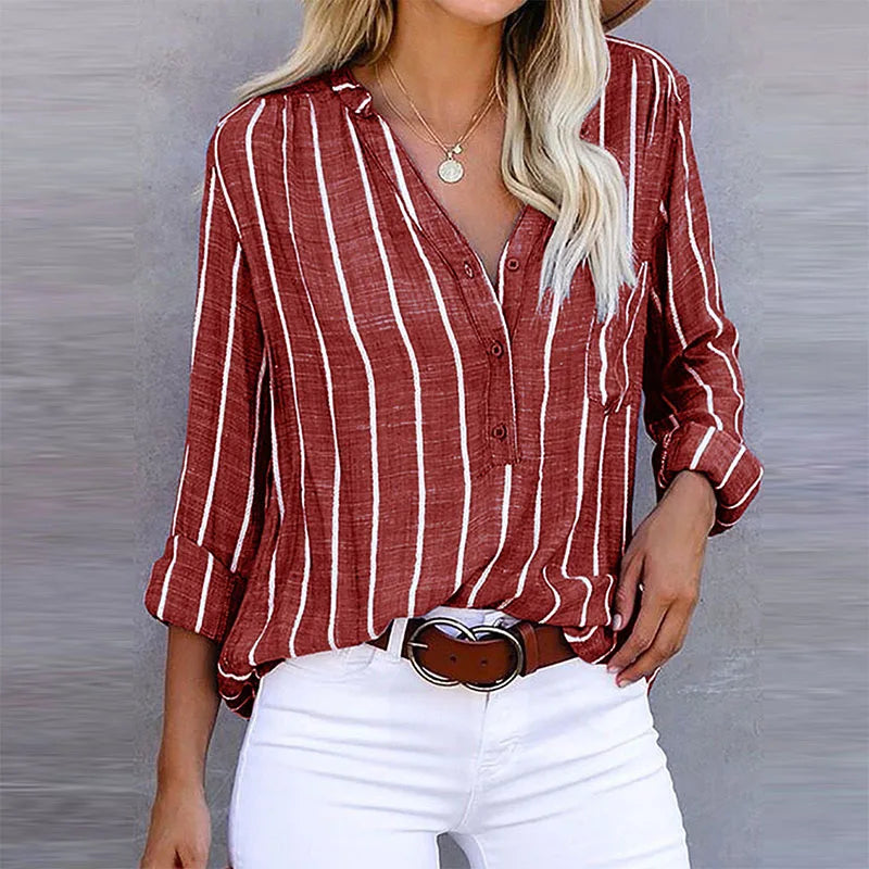 Maddie - Striped Button-Up Shirt