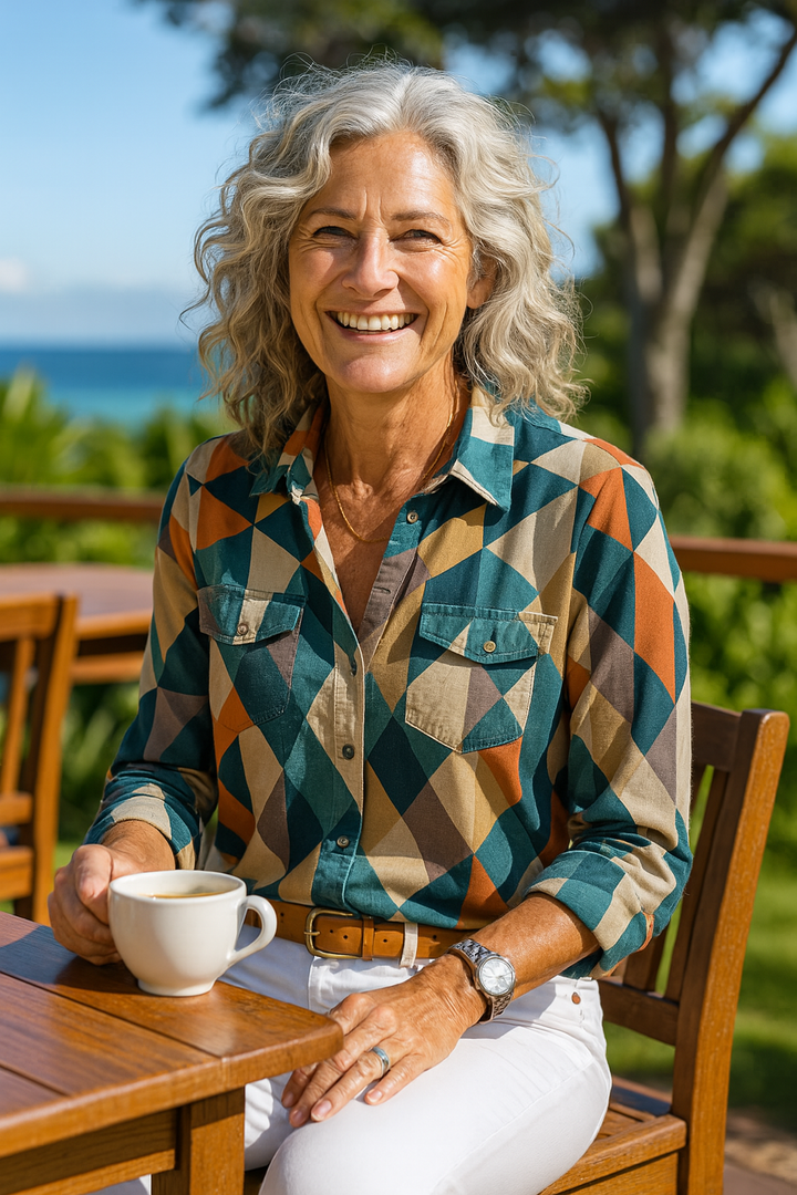 Delina | Geometric Comfort Blouse - Effortless & Flattering