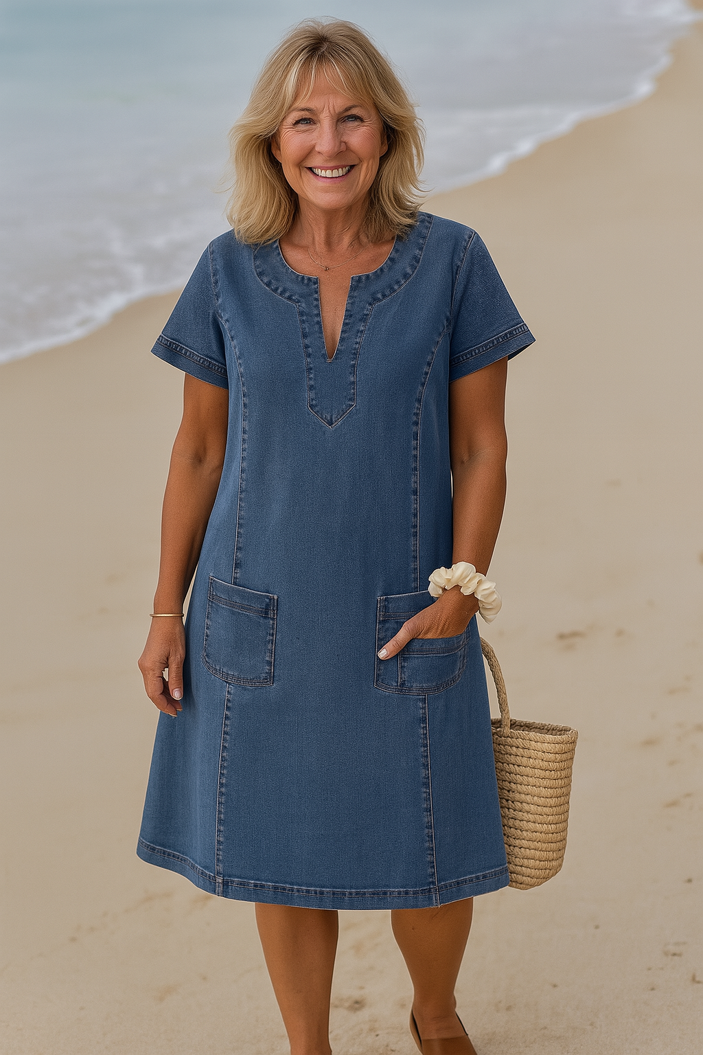 Mary™ | 100% Cotton Soft Denim Dress
