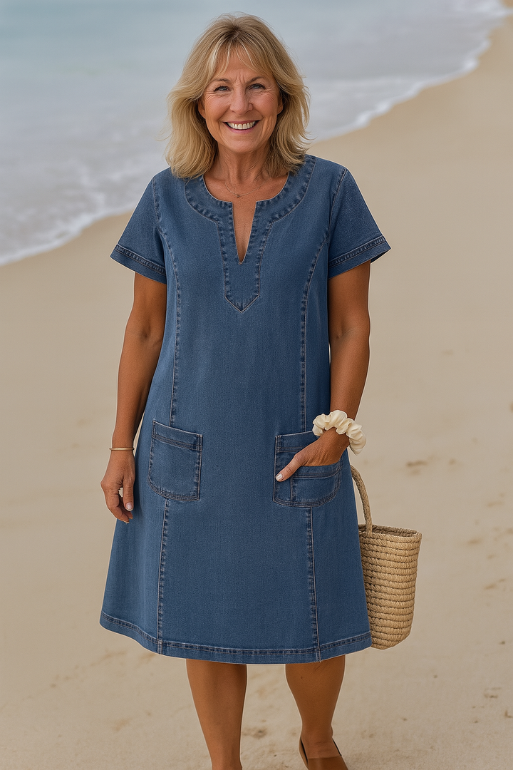 Mary™ | 100% Cotton Soft Denim Dress