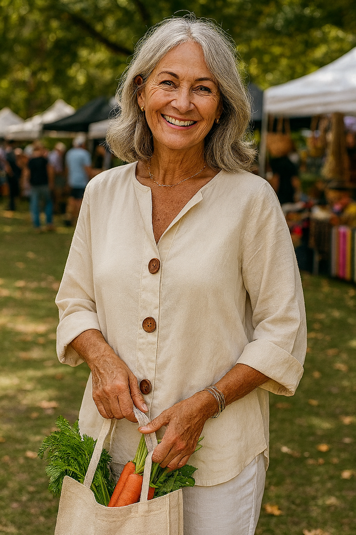 Sage | Cotton-Linen Button Blouse - Effortless Coverage