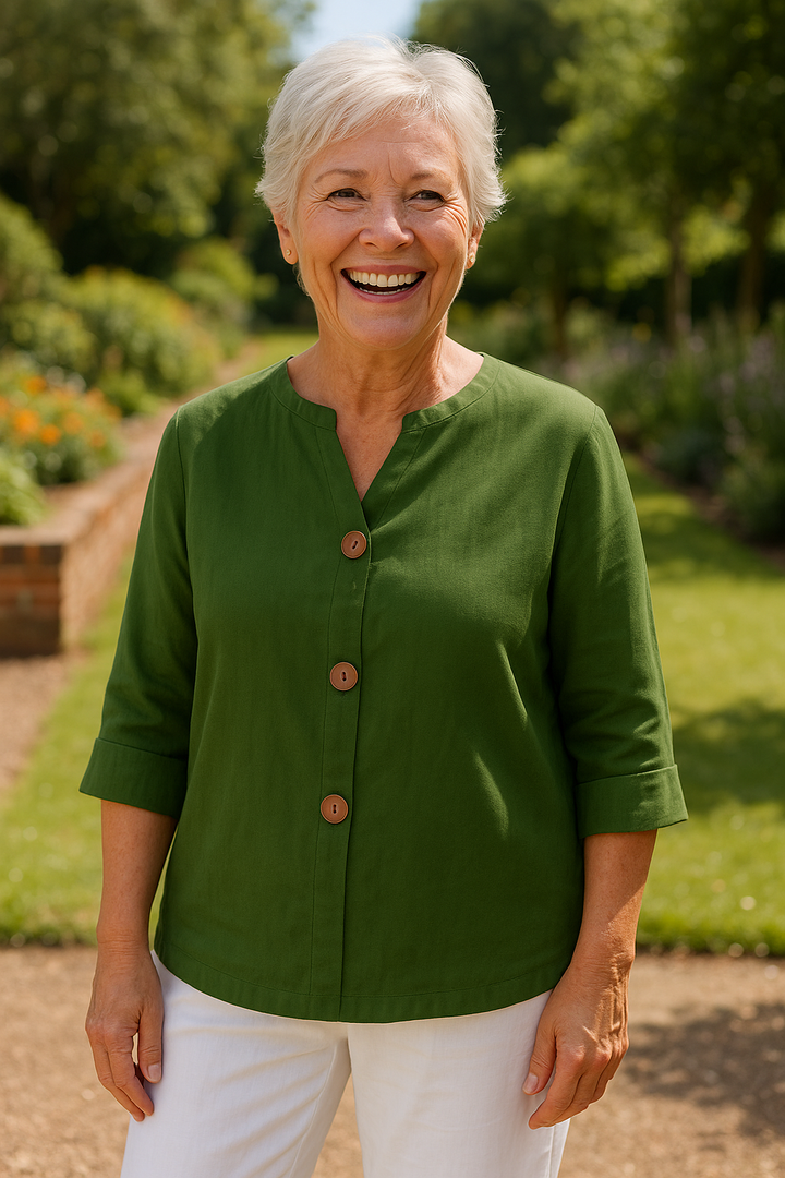 Sage | Cotton-Linen Button Blouse - Effortless Coverage
