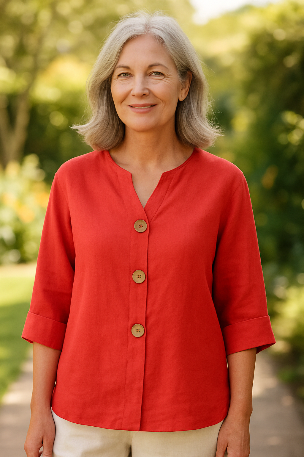 Sage | Cotton-Linen Button Blouse - Effortless Coverage