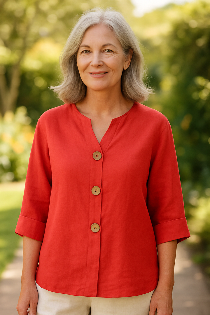 Sage | Cotton-Linen Button Blouse - Effortless Coverage