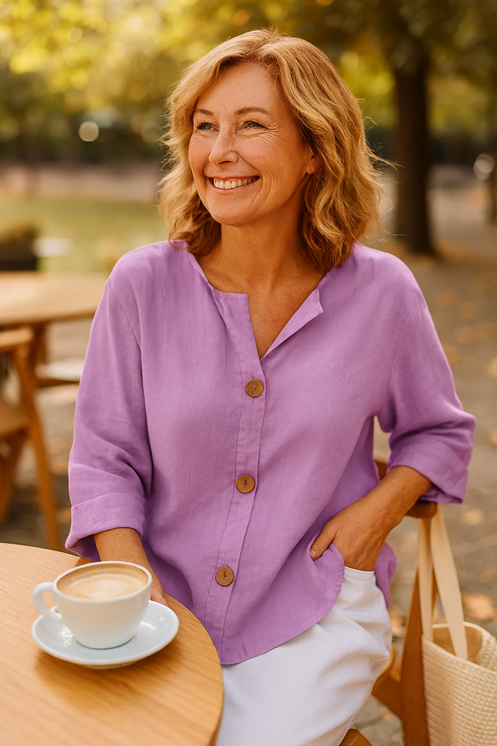 Sage | Cotton-Linen Button Blouse - Effortless Coverage