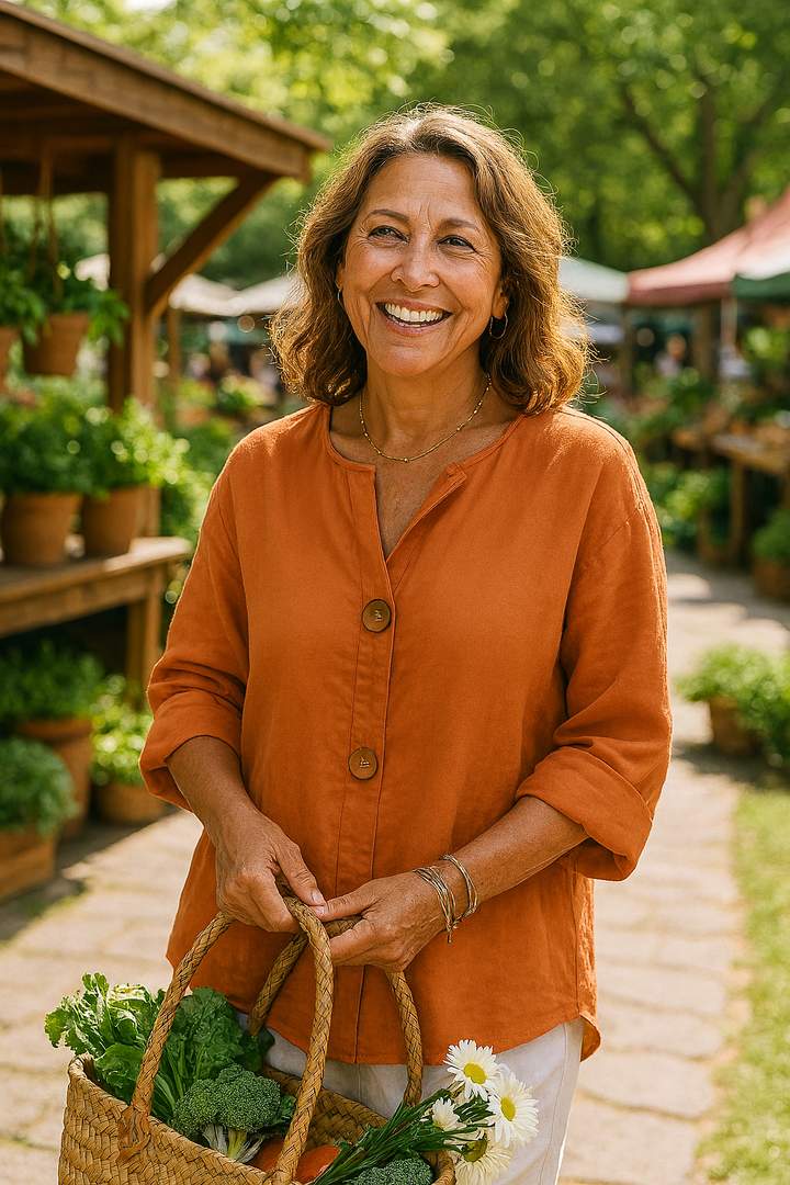 Sage | Cotton-Linen Button Blouse - Effortless Coverage