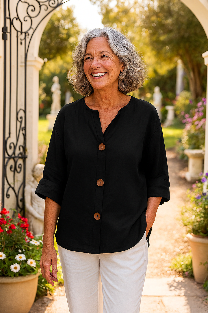 Sage | Cotton-Linen Button Blouse - Effortless Coverage