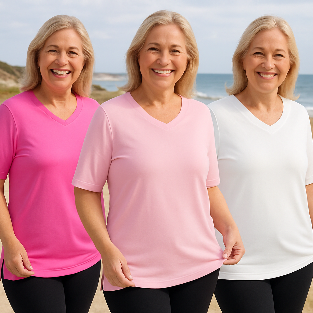 Olanna| Everyday Comfort Tee – 3 Pack for Flattering Tummy & Arm Coverage