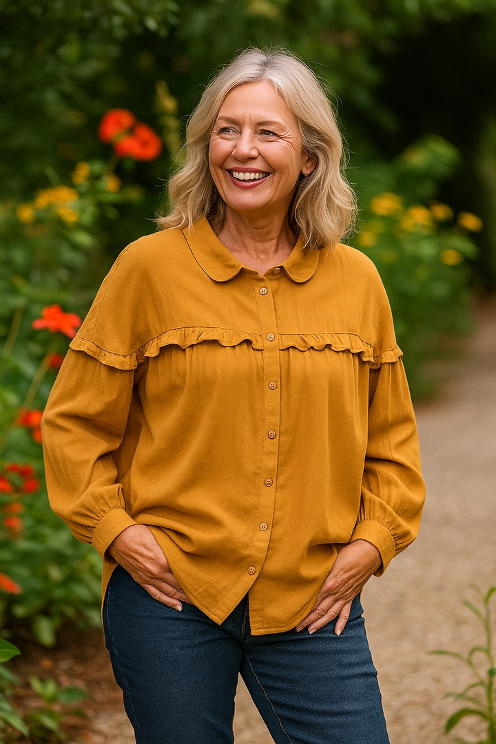 Judith |  Effortless Elegance Blouse – Wrinkle-Free with Feminine Ruffle Detail
