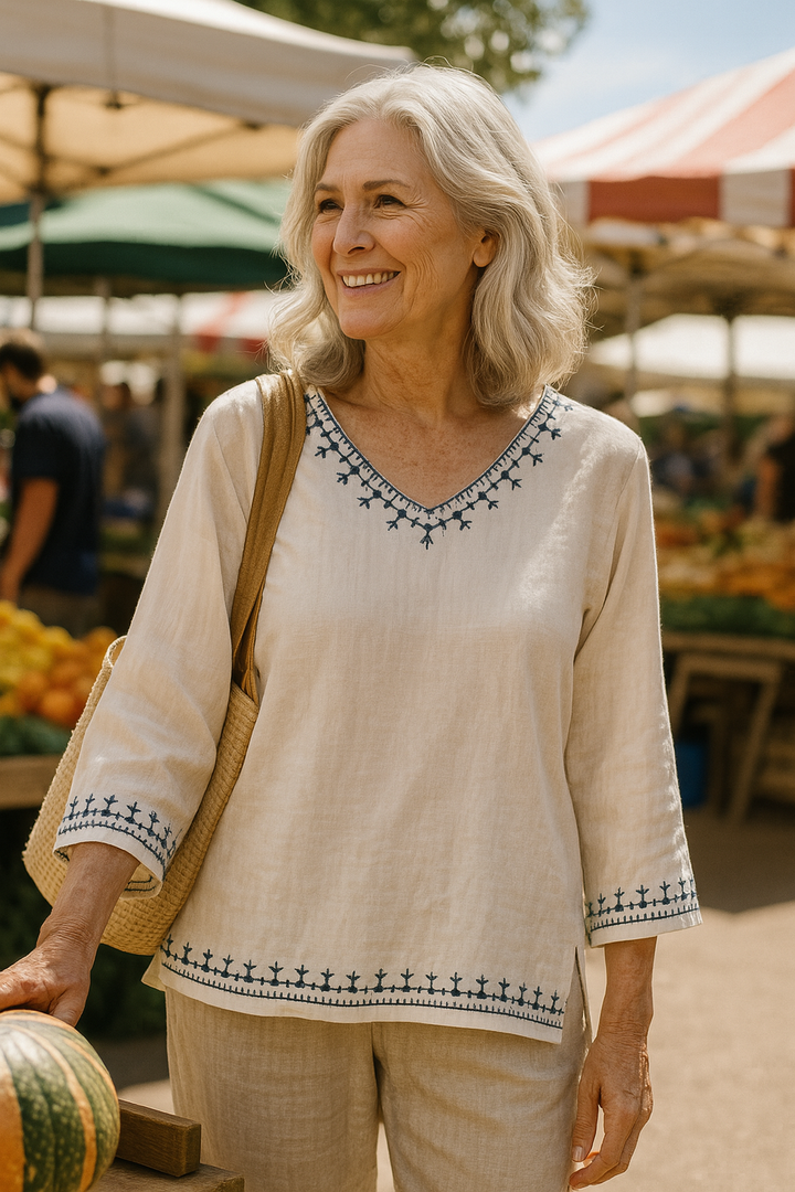 Mirella | V-Neck Blouse - Effortless Elegance, Everyday Confidence