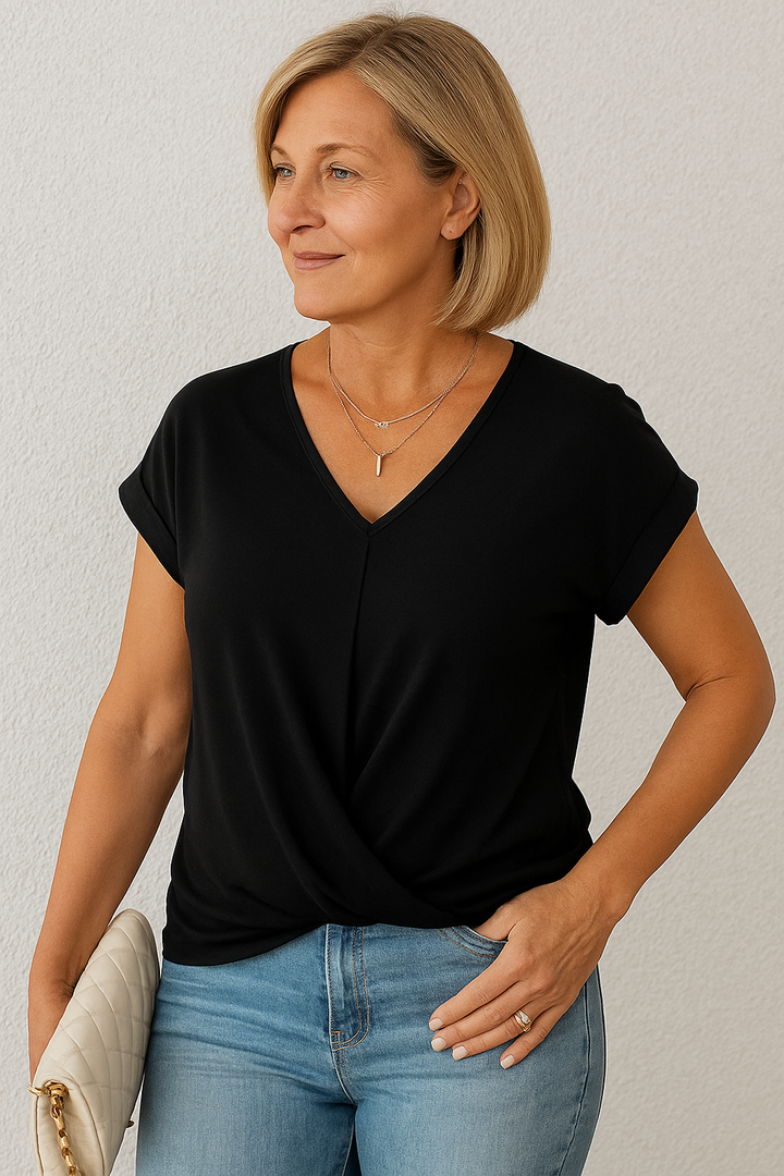 Liana | Soft Drape Twist-Front Top - Flattering, Comfortable & Elegant”